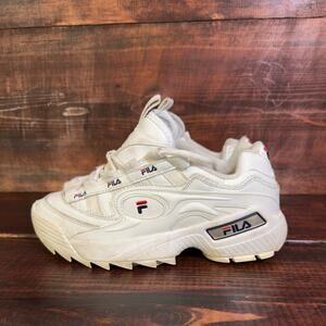 FILA D Formation Low Top 125 White/Red/Navy Tennis Shoes  Size 8 W Womens